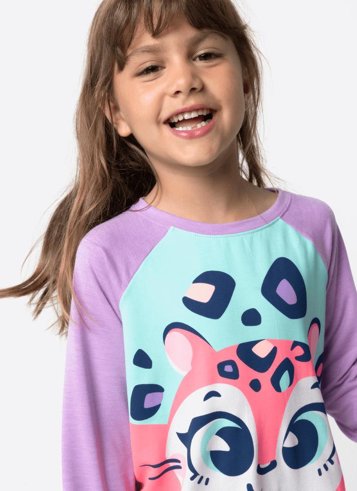 Pijama manga longa menina onça