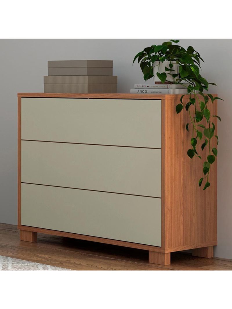 Cômoda Para Quarto 3 Gavetas 105cm Click D03 Freijó Off White - Lyam Decor