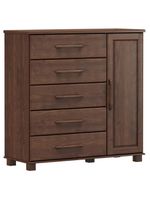 Cômoda Sapateira Para Quarto Closet 5 Gavetas 1 Porta Zahav F06 Café - Lyam Decor
