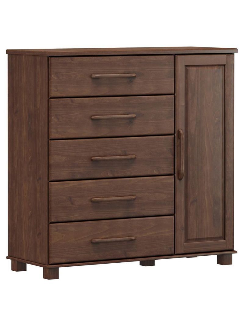 Cômoda Sapateira Para Quarto Closet 5 Gavetas 1 Porta Zahav F06 Café - Lyam Decor