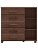 Cômoda Sapateira Para Quarto Closet 5 Gavetas 1 Porta Zahav F06 Café - Lyam Decor