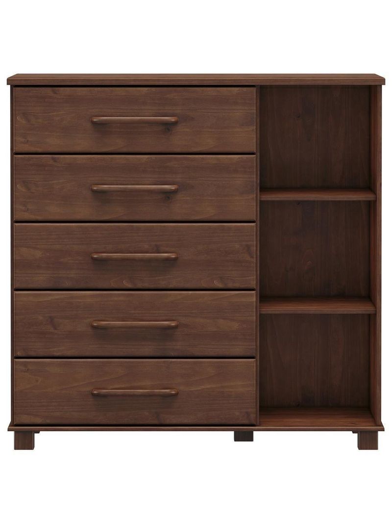Cômoda Sapateira Para Quarto Closet 5 Gavetas 1 Porta Zahav F06 Café - Lyam Decor