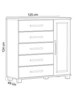 Cômoda Sapateira Para Quarto Closet 5 Gavetas 1 Porta Zahav F06 Café - Lyam Decor
