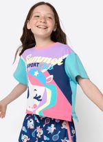 Pijama manga curta viscolycra menina teen unicórnio tênis