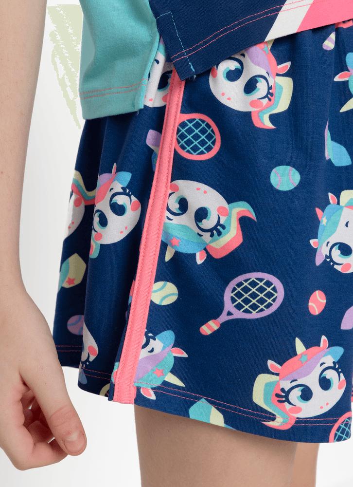 Pijama manga curta viscolycra menina teen unicórnio tênis