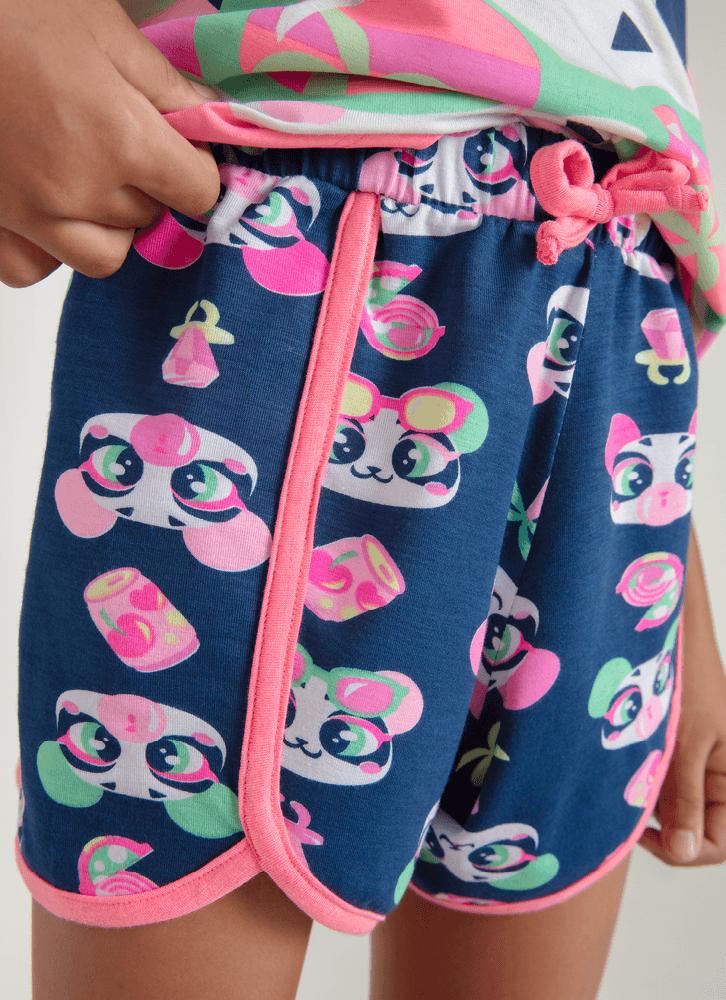 Pijama manga curta viscolycra menina panda miami
