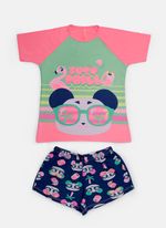 Pijama manga curta viscolycra menina teen panda miami