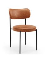Mesa Valência Com 06 Cadeiras Para Sala De Jantar Louise L02 Couríssimo Camel - Lyam Decor