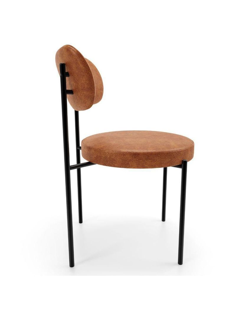 Mesa Valência Com 06 Cadeiras Para Sala De Jantar Louise L02 Couríssimo Camel - Lyam Decor