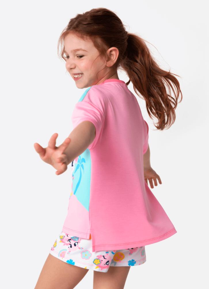 Pijama manga curta menina unicórnio aloha