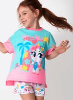 Pijama manga curta menina unicórnio aloha
