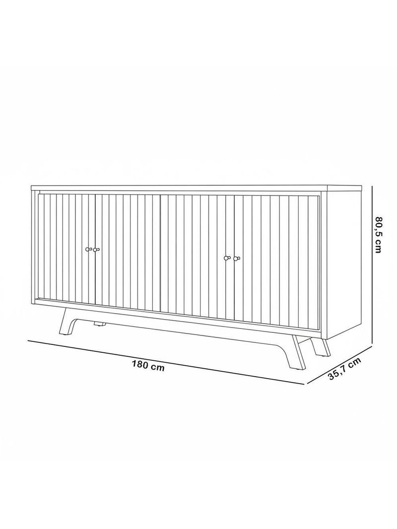 Aparador Buffet Para Sala De Jantar 4 Portas 180cm Junia D05 Freijó Off White - Lyam Decor