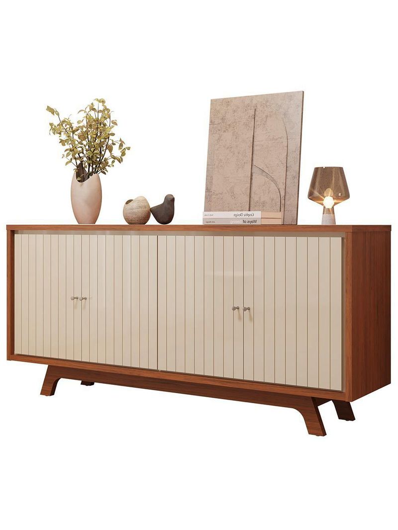 Aparador Buffet Para Sala De Jantar 4 Portas 180cm Junia D05 Freijó Off White - Lyam Decor