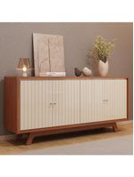 Aparador Buffet Para Sala De Jantar 4 Portas 180cm Junia D05 Freijó Off White - Lyam Decor