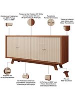Aparador Buffet Para Sala De Jantar 4 Portas 180cm Junia D05 Freijó Off White - Lyam Decor