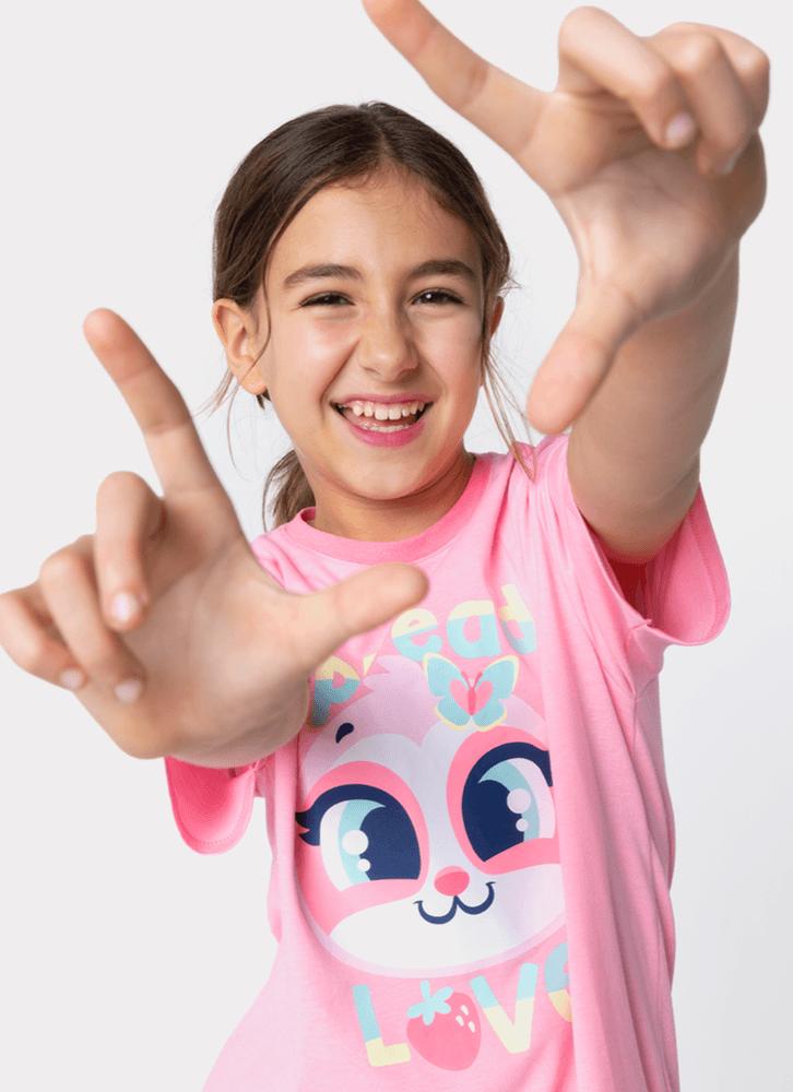 Pijama manga curta menina teen preguiça picnic