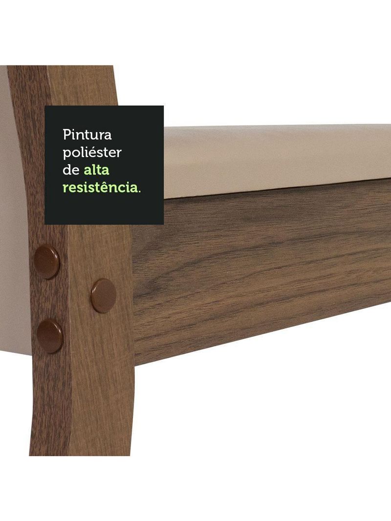 Conjunto Sala De Jantar Mesa Tampo De Vidro 4 Cadeiras Rustic/crema/bege Tifani