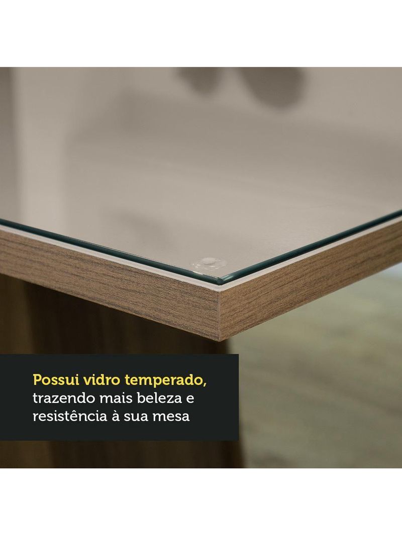 Conjunto Sala De Jantar Mesa Tampo De Vidro 4 Cadeiras Rustic/crema/bege Tifani