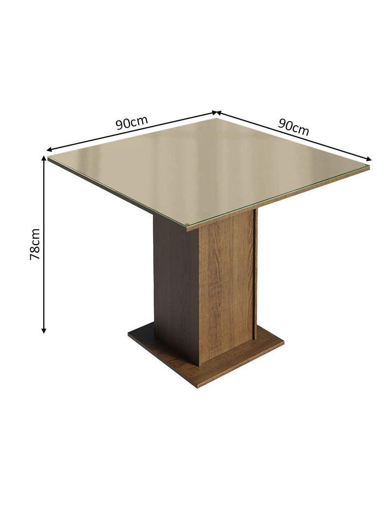 Conjunto Sala De Jantar Mesa Tampo De Vidro 4 Cadeiras Rustic/crema/bege Tifani