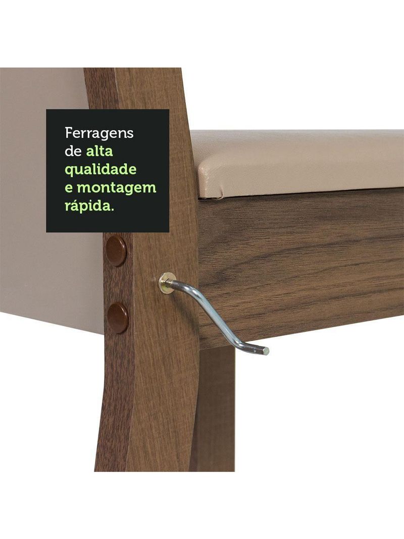 Conjunto Sala De Jantar Mesa Tampo De Vidro 4 Cadeiras Rustic/crema/bege Tifani