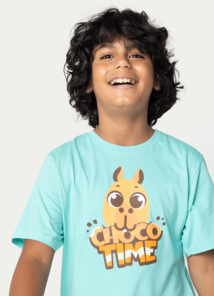 Pijama manga curta algodão menino teen capivara chocolate