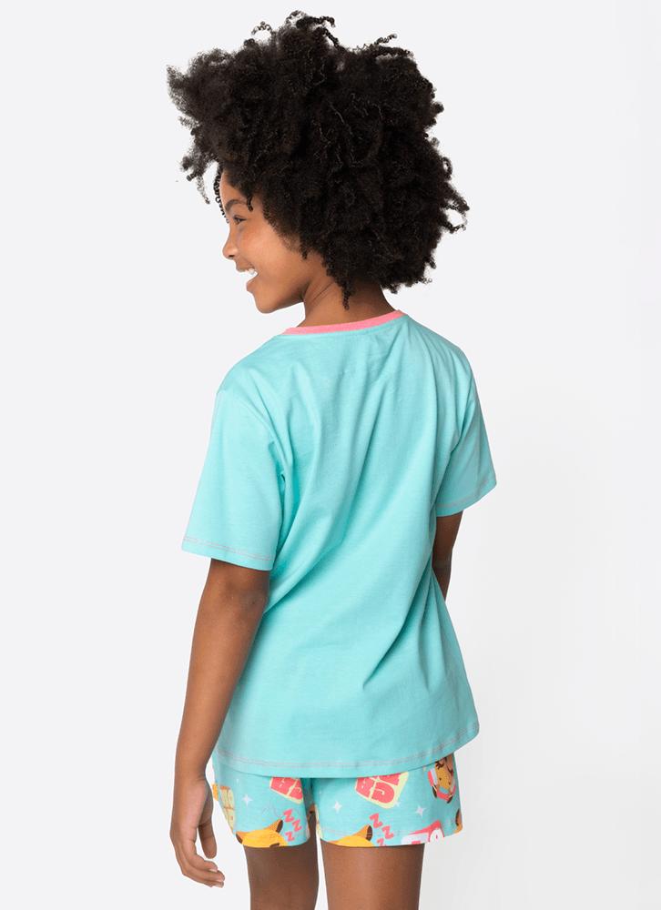 Pijama manga curta algodão menina teen capy bora