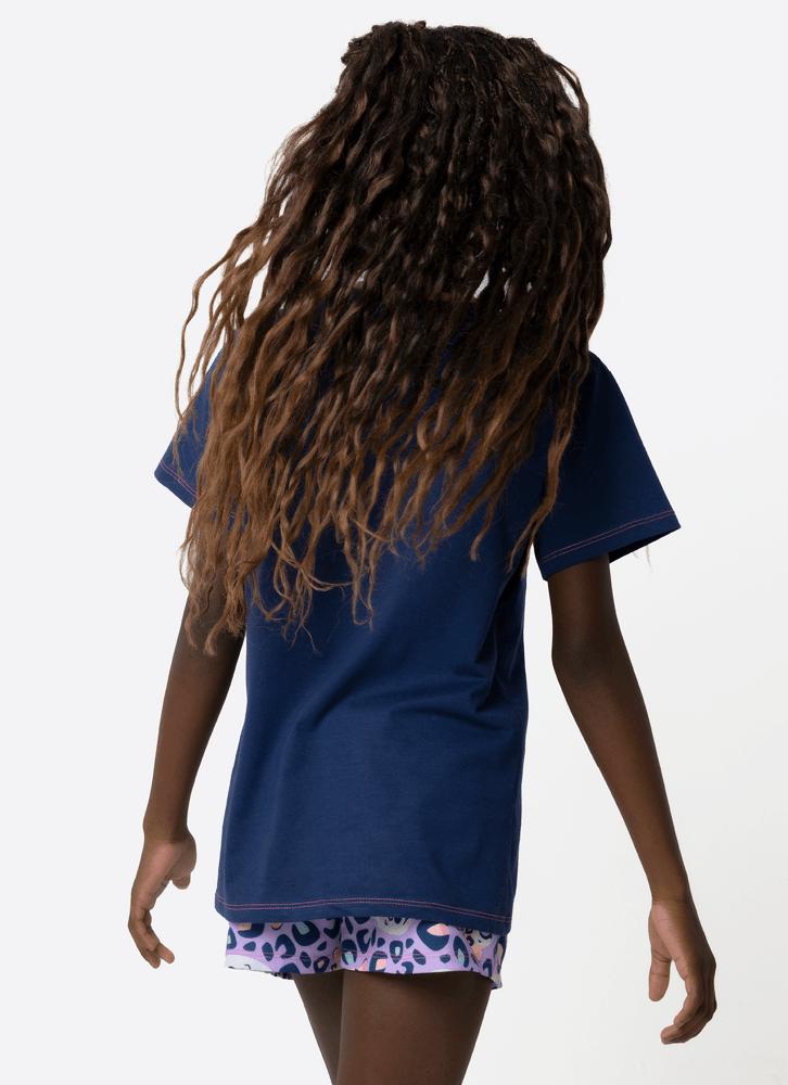 Pijama manga curta algodão menina teen onça