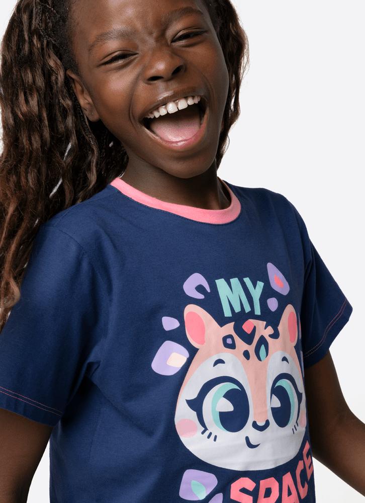 Pijama manga curta algodão menina teen onça
