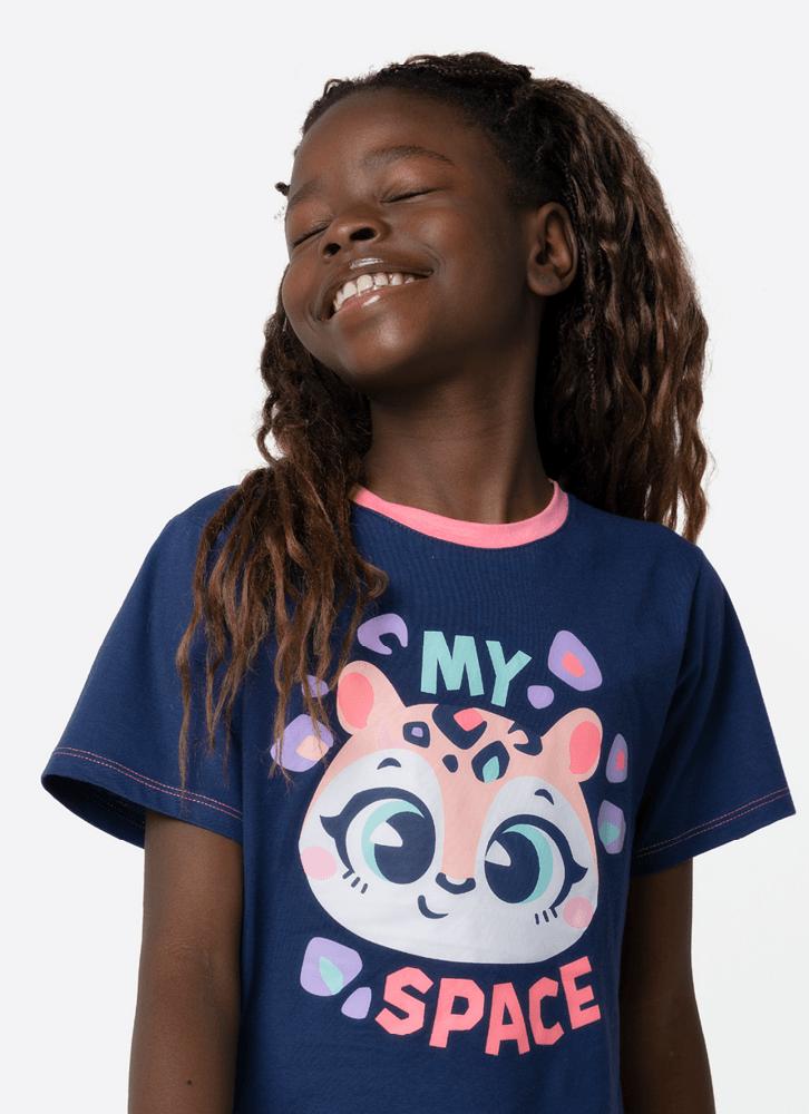Pijama manga curta algodão menina teen onça