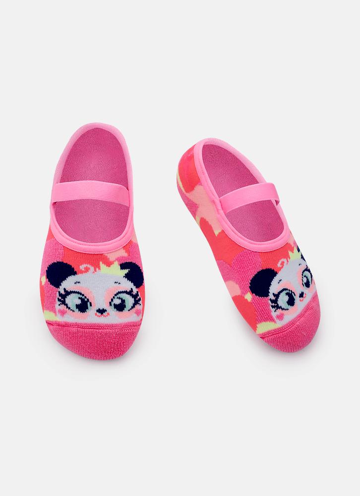 Meia sapatilha antiderrapante menina panda romântico