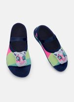 Meia sapatilha antiderrapante bebê menina vaca moosic led
