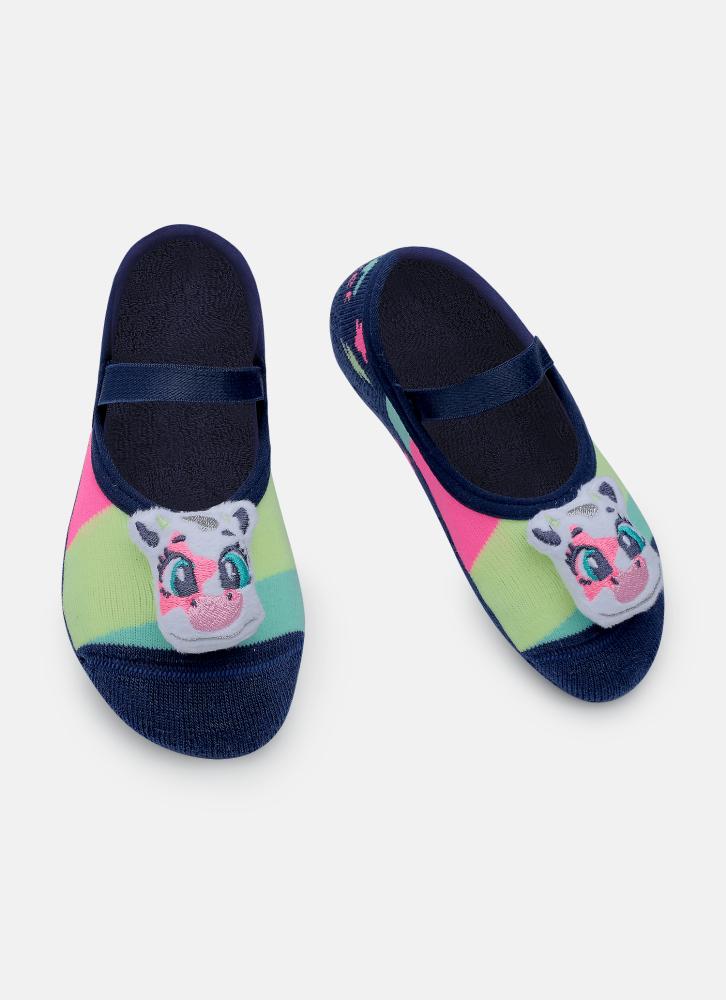 Meia sapatilha antiderrapante bebê menina vaca moosic led