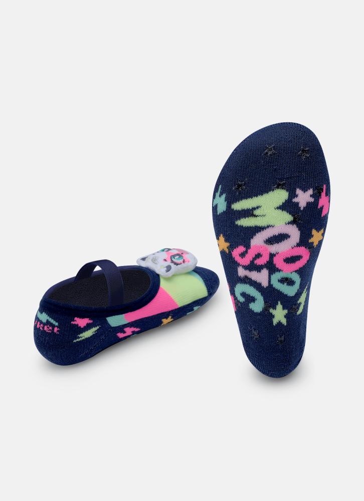 Meia sapatilha antiderrapante bebê menina vaca moosic led