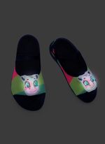 Meia sapatilha antiderrapante bebê menina vaca moosic led
