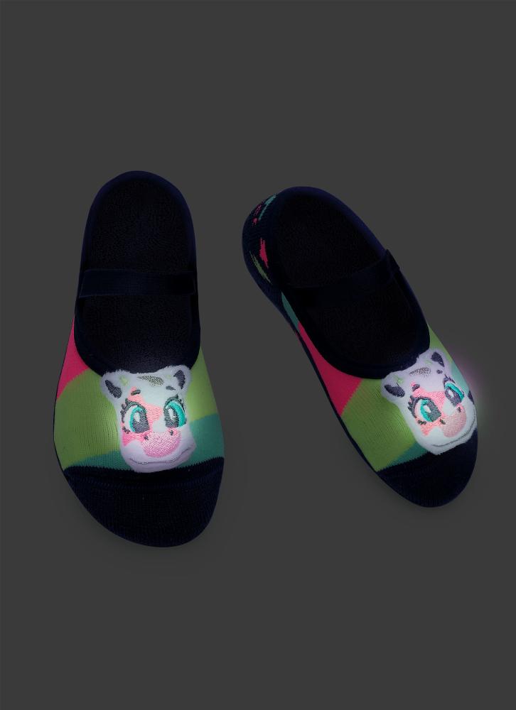 Meia sapatilha antiderrapante bebê menina vaca moosic led