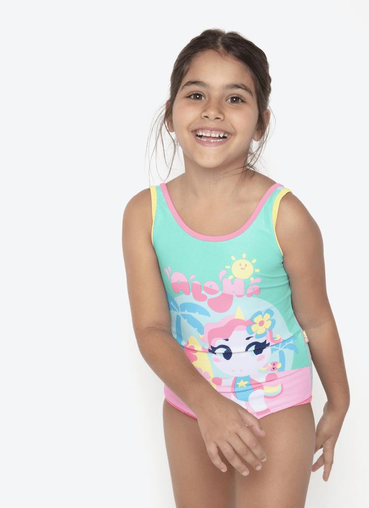 Maiô menina unicórnio aloha