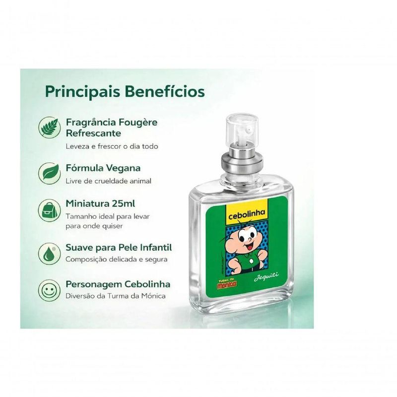 Perfume Colônia Cebolinha Turma da Mônica Fragrância Refrescante Tamanho Prático Jequiti 25ML 3