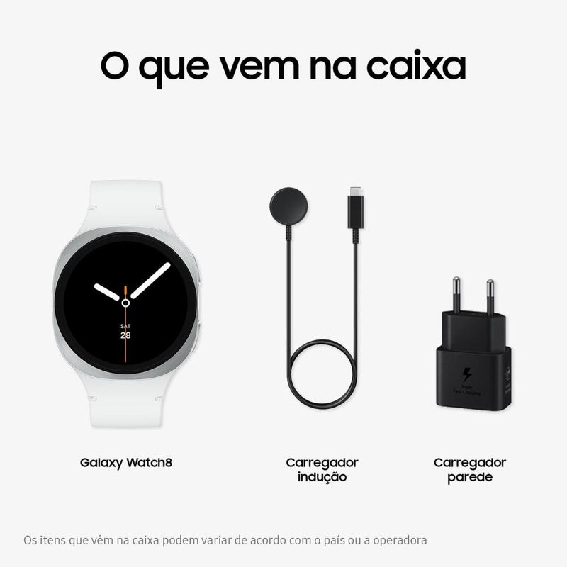 Smartwatch samsung galaxy watch8 40mm bluetooth tela cristal safira gps prata
