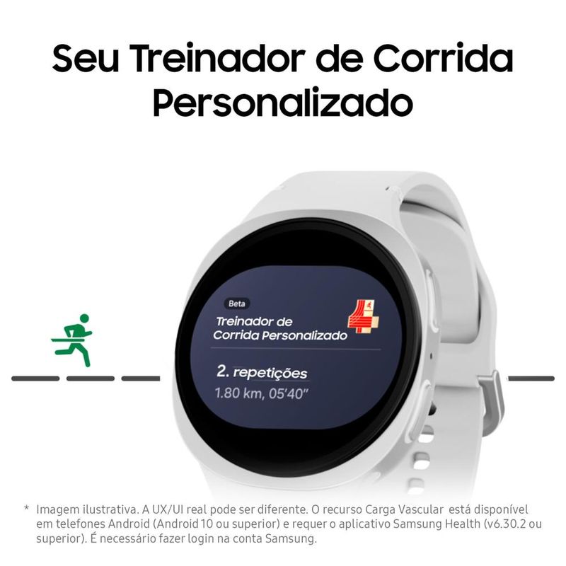 Smartwatch samsung galaxy watch8 40mm bluetooth tela cristal safira gps prata