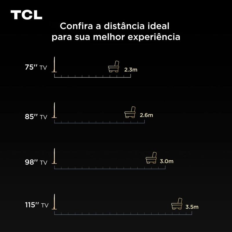 Smart tv tcl 98" 4k neo mini led 98c8k 144hz google tv zero border
