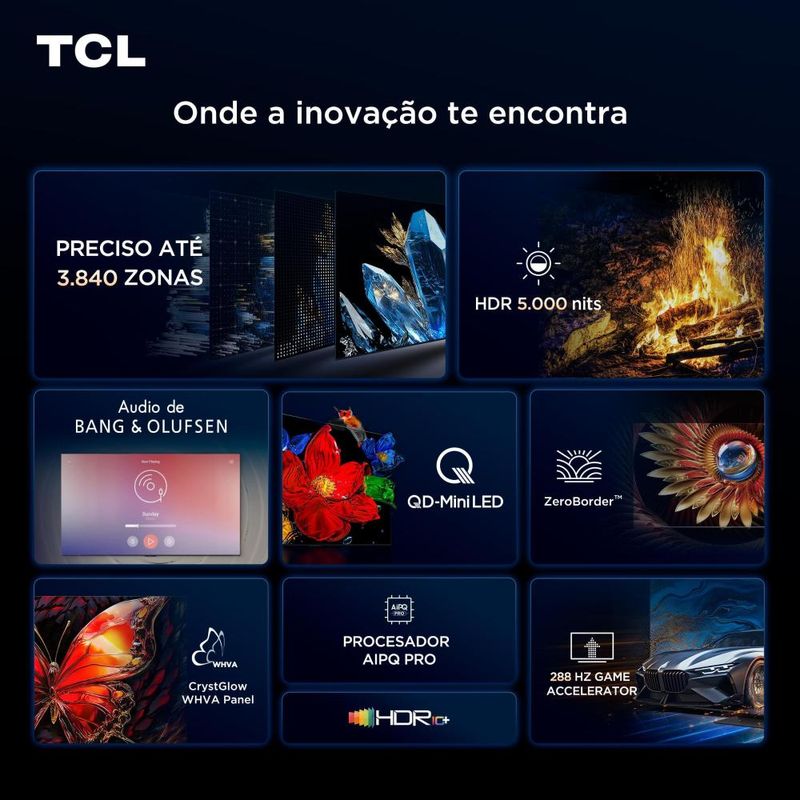 Smart tv tcl 98" 4k neo mini led 98c8k 144hz google tv zero border