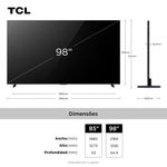 Smart tv tcl 98" 4k neo mini led 98c8k 144hz google tv zero border
