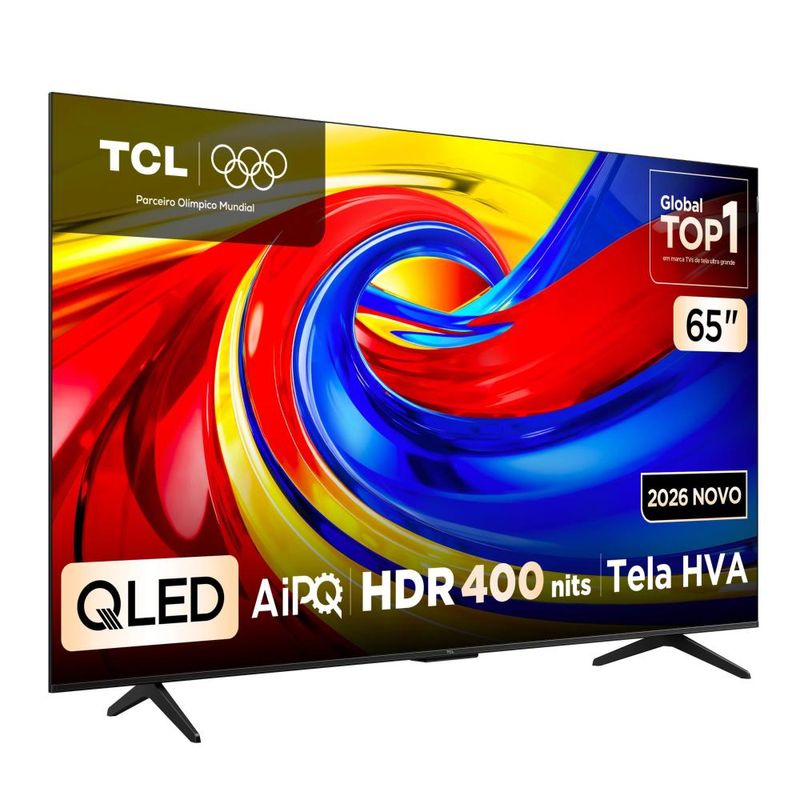 Smart tv 65” 4k qled tcl 65p7l google tv até 120hz dolby vision atmos