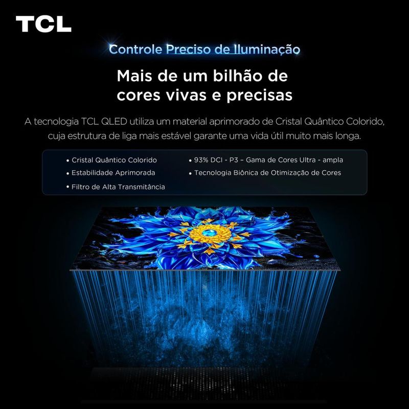 Smart tv 75” 4k qled tcl google tv até 120hz dolby vision atmos
