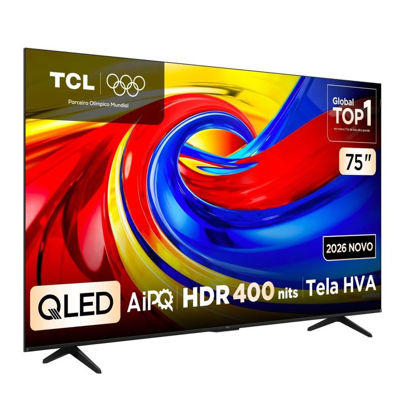Smart tv 75” 4k qled tcl google tv até 120hz dolby vision atmos