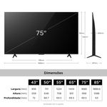 Smart tv 75” 4k qled tcl google tv até 120hz dolby vision atmos