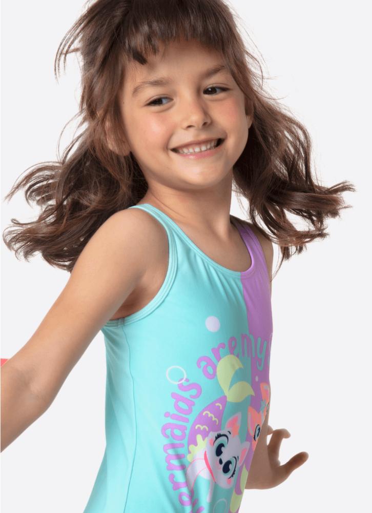 Maiô menina pet sereia
