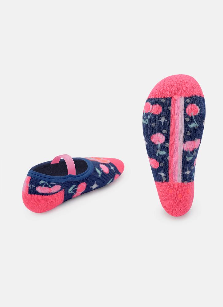 Meia sapatilha antiderrapante bebê menina cerejas