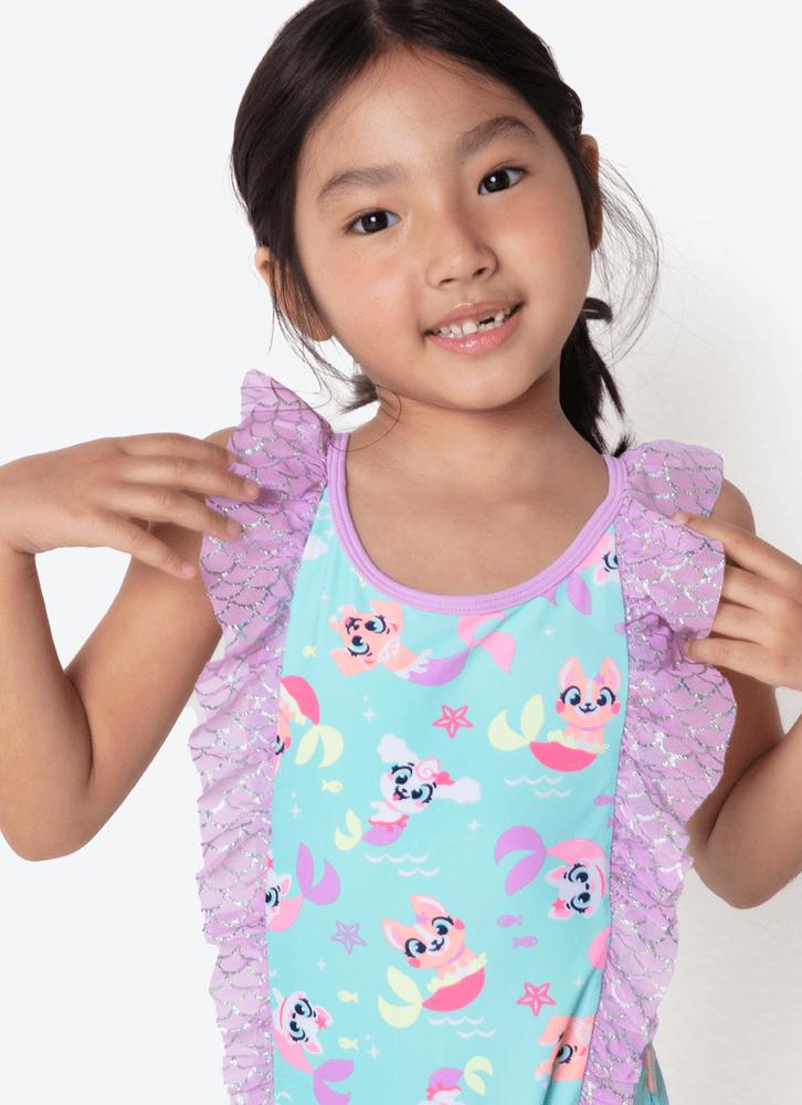 Maiô menina pet sereia com tule