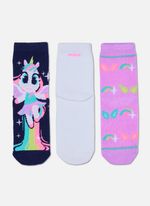 Kit com 3 meias menina unicórnio
